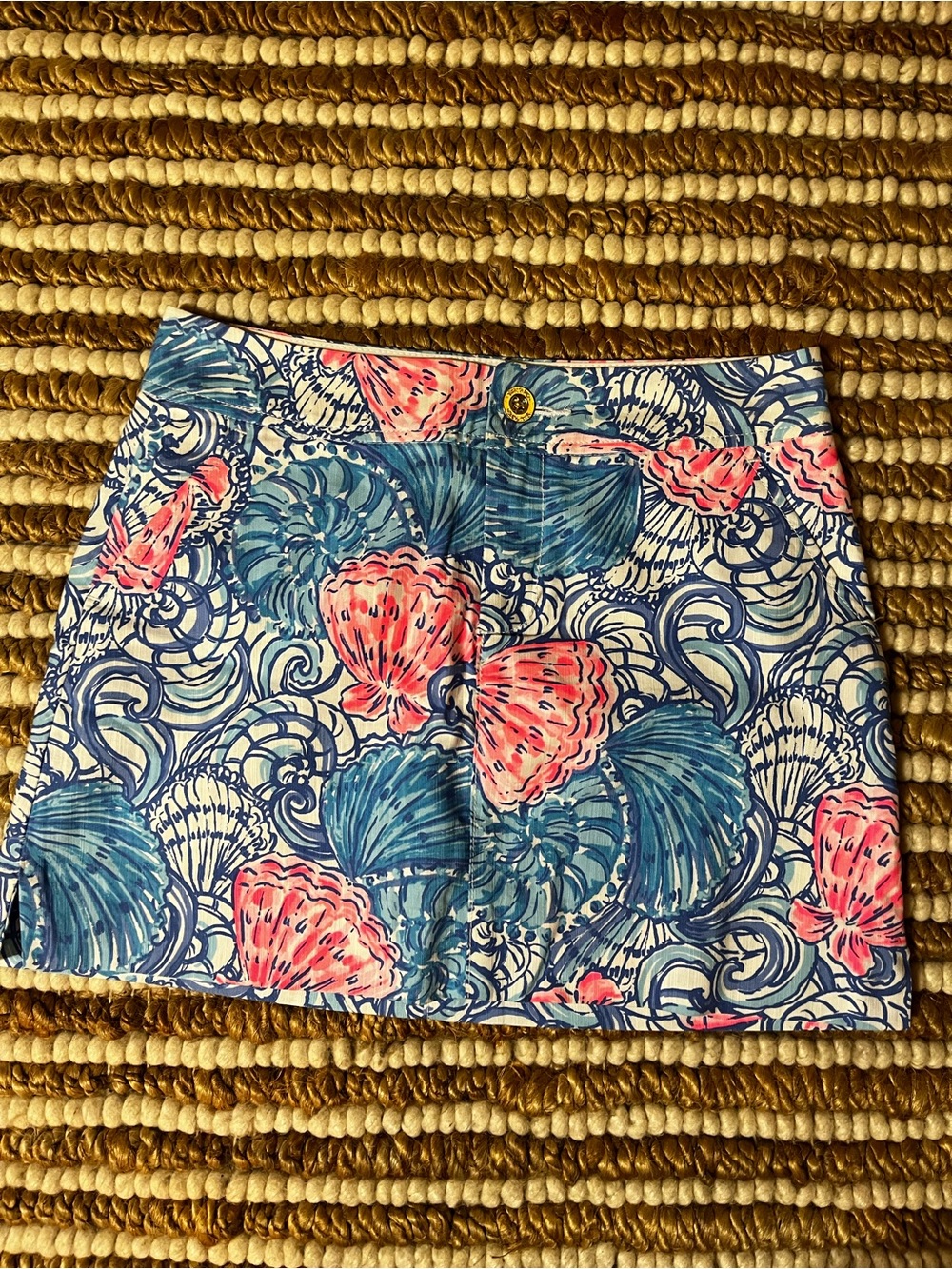 Lily Pulitzer Seashell Print Mini Skirt in Coral & Teal